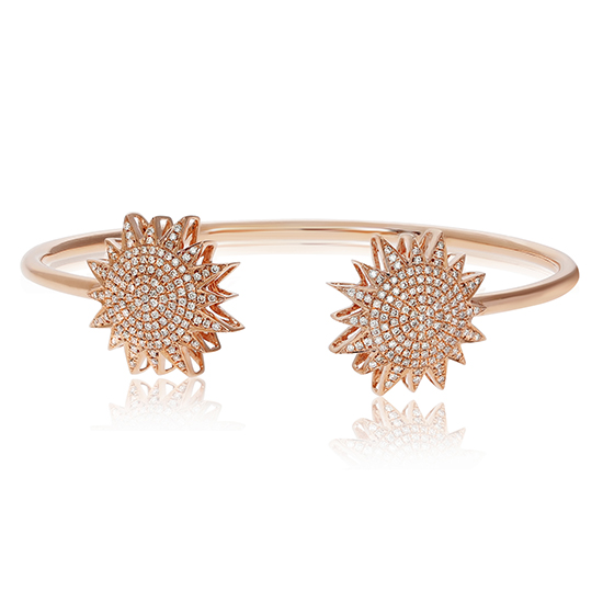 Diamond Starburst Cuff Bangle 14K Rose Gold Diamond Starburst Cuff Bangle 14K Rose Gold