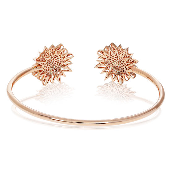 Diamond Starburst Cuff Bangle 14K Rose Gold