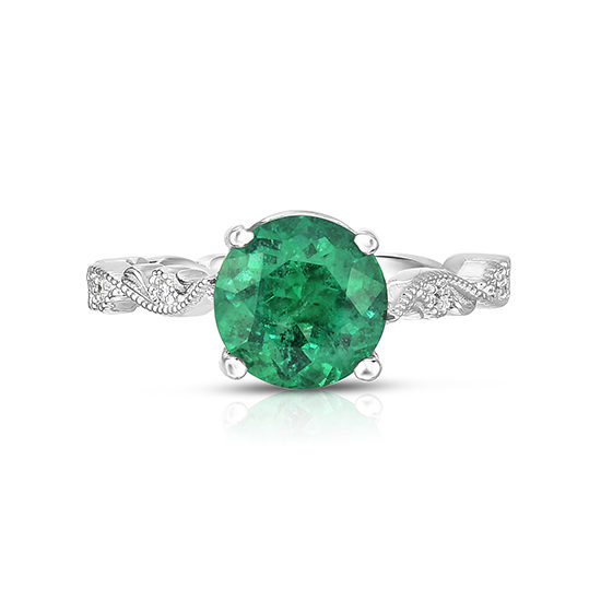 Emerald Chantilly Lace Ring Platinum | Marisa Perry by Douglas Elliott