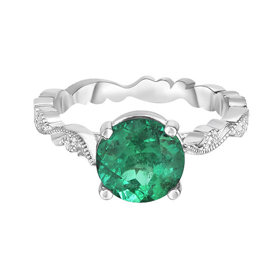 Emerald Chantilly Lace Ring Platinum | Marisa Perry by Douglas Elliott