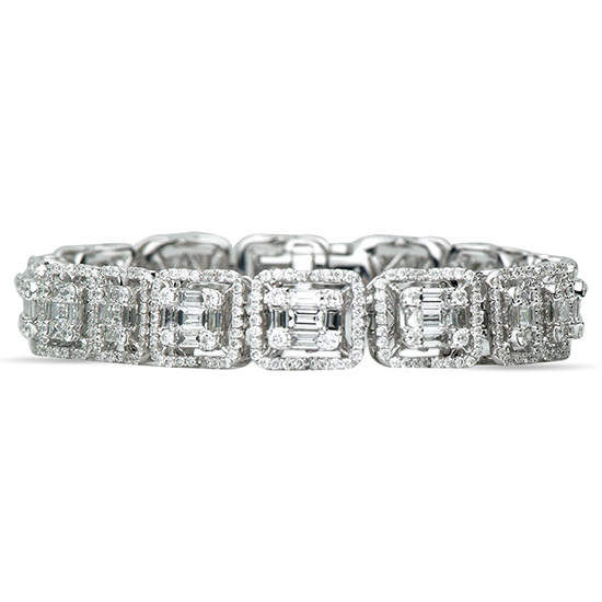 Emerald Cut Baguette Diamond Bracelet 18K White Gold - Bracelets ...
