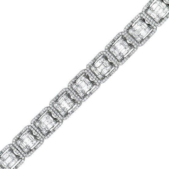 Emerald Cut Baguette Diamond Bracelet 18K White Gold