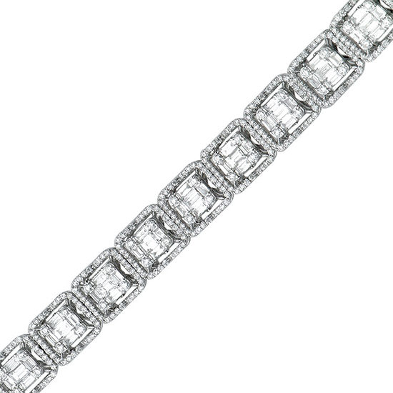 Emerald Cut Baguette Diamond Bracelet 18K White Gold