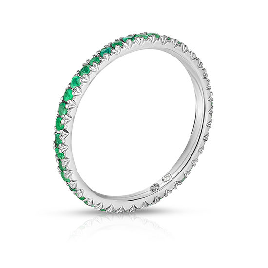 Emerald Micro Pave Eternity Band Platinum | Marisa Perry by Douglas Elliott