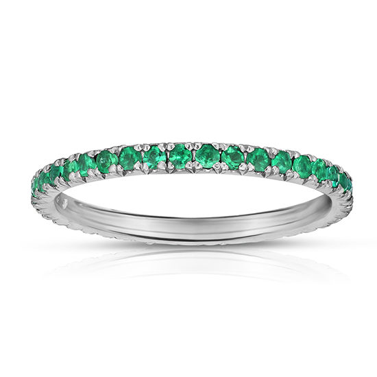 Emerald Micro Pave Eternity Band Platinum | Marisa Perry by Douglas Elliott