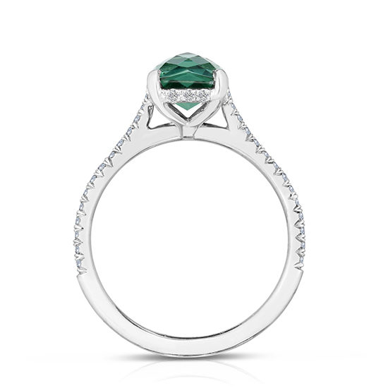 Rose Cut Green Quartz Diamond Micro Pave Ring Platinum | Marisa Perry by Douglas Elliott