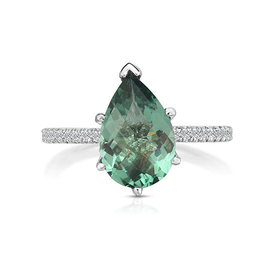 Pear Shaped Green Quartz Micro Pave Ring Platinum | Marisa Perry by Douglas Elliott