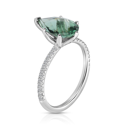 Pear Shaped Green Quartz Micro Pave Ring Platinum | Marisa Perry by Douglas Elliott