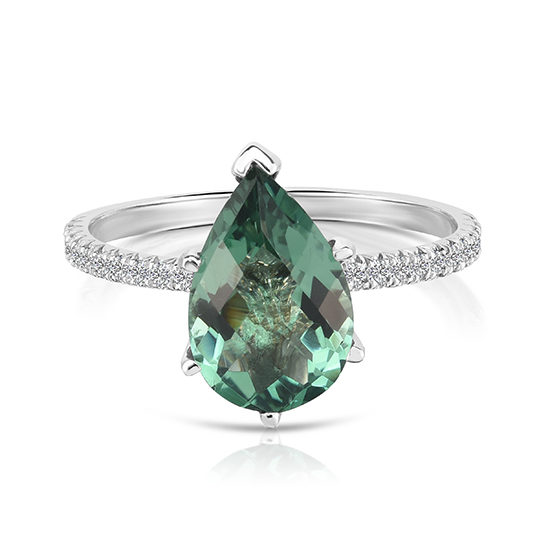 Pear Shaped Green Quartz Micro Pave Ring Platinum | Marisa Perry by ...