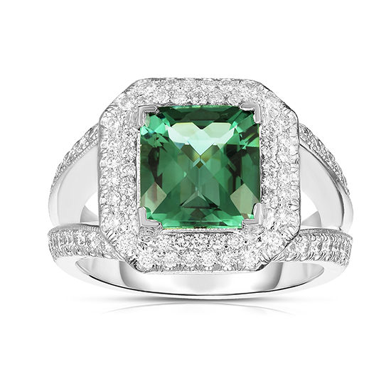 Green Quartz Diamond Ring in Platinum | Marisa Perry by Douglas Elliott