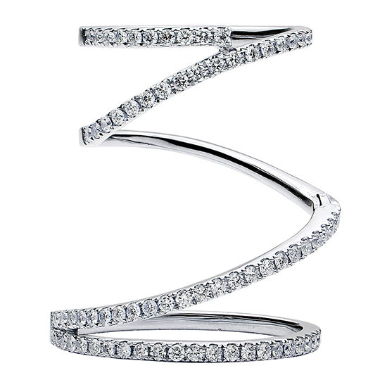Diamond Spiral Hinge Ring 18k White Gold