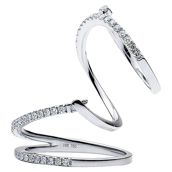 Diamond Spiral Hinge Ring 18k White Gold