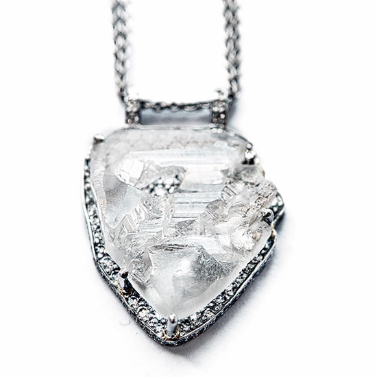 Micro Pave Contemporary Rough Diamond Pendant Platinum | Marisa Perry