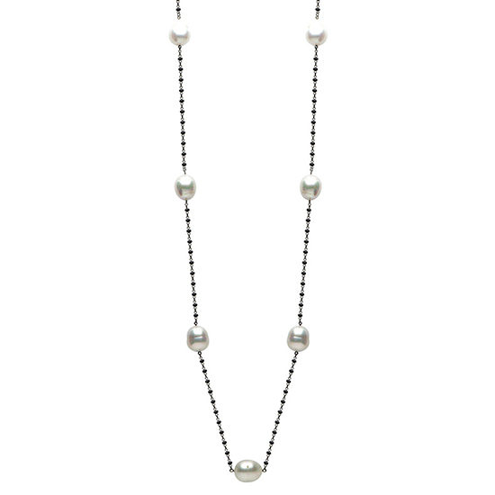 South Sea Pearl Black Spinel Necklace 18K White Gold
