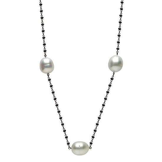 South Sea Pearl Black Spinel Necklace 18K White Gold