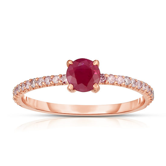 Pink Diamond and Ruby Solitaire Rose Gold | Marisa Perry by Douglas Elliott