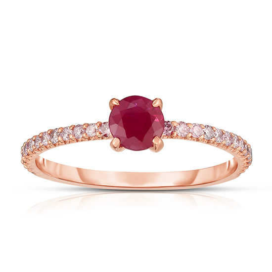 Pink Diamond and Ruby Solitaire Rose Gold | Marisa Perry by Douglas Elliott