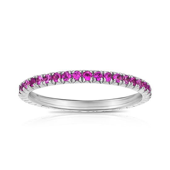 Pink Sapphire Micro Pave Eternity Band Platinum | Marisa Perry by Douglas Elliott