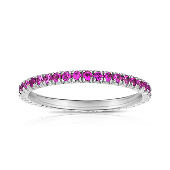 Pink Sapphire Micro Pave Eternity Band Platinum | Marisa Perry by Douglas Elliott Pink Sapphire Micro Pave Eternity Band Platinum | Marisa Perry by Douglas Elliott