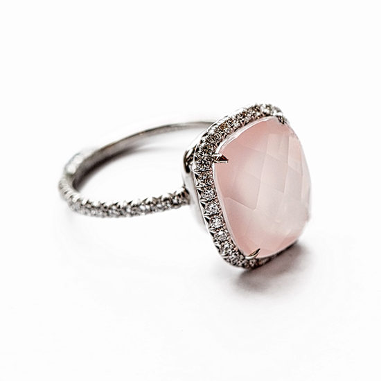 Diamond Micro Pave Rose Quartz Love Ring | Marisa Perry