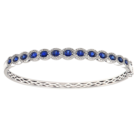 Sapphire and Diamond Bangle Bracelet 18K White Gold Sapphire and Diamond Bangle Bracelet 18K White Gold