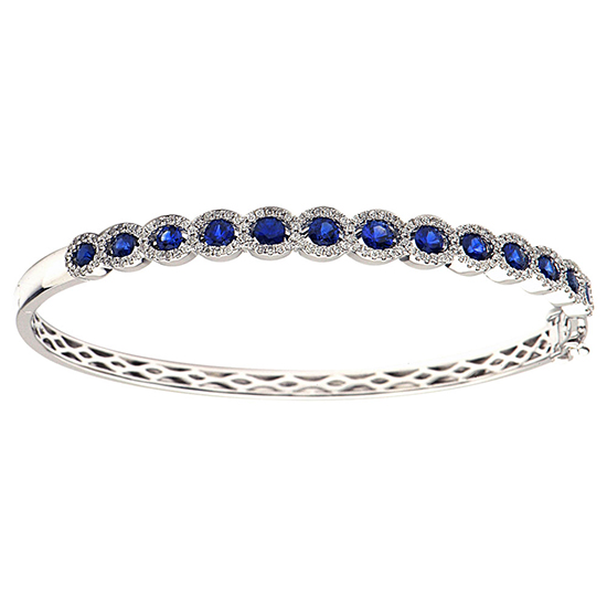 Sapphire and Diamond Bangle Bracelet 18K White Gold Sapphire and Diamond Bangle Bracelet 18K White Gold