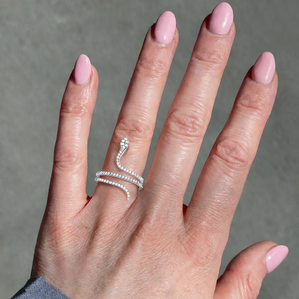 Diamond Snake Ring 18K White Gold