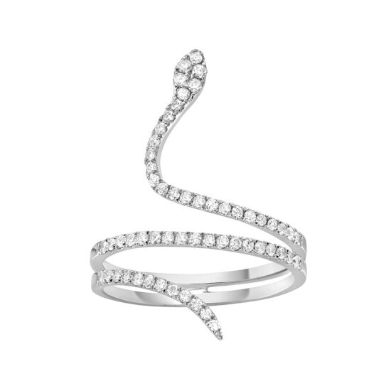 Diamond Snake Ring 18K White Gold