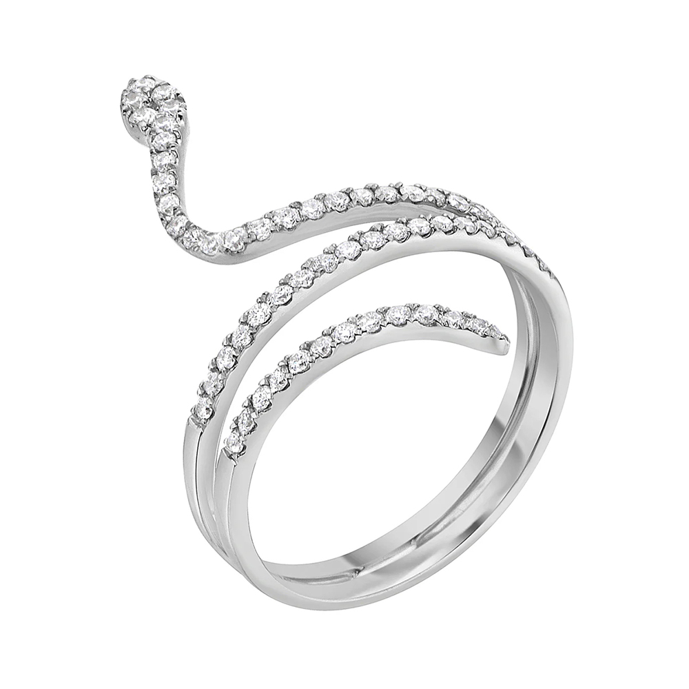 Diamond Snake Ring 18K White Gold