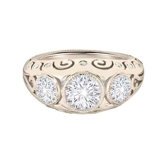 Vintage Vanderbilt Three Stone Diamond Ring 18K White Gold | Marisa Perry by Douglas Elliott