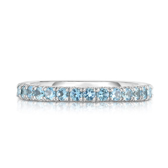 Aquamarine Micro Pave Eternity Band Platinum | Marisa Perry by Douglas Elliott