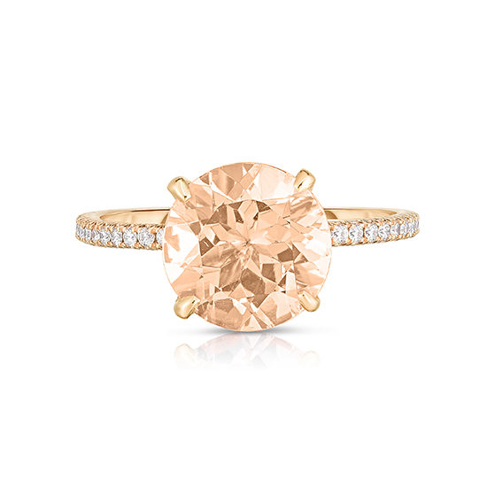 Morganite DE Solitaire with micro pave diamond band 18k rose gold | Marisa Perry by Douglas Elliott