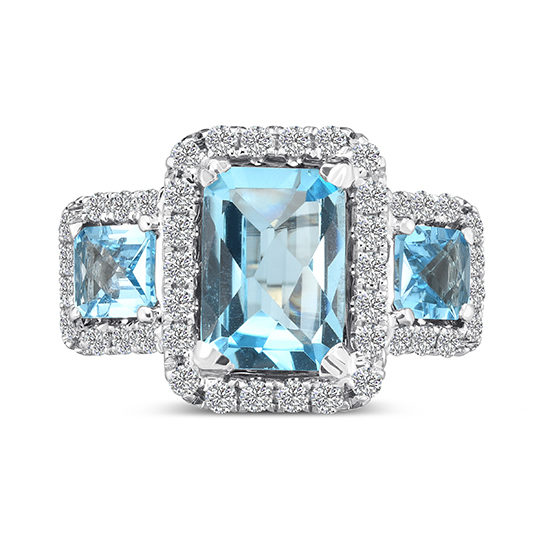 Three Stone Topaz Ring Platinum | Marisa Perry by Douglas Elliott