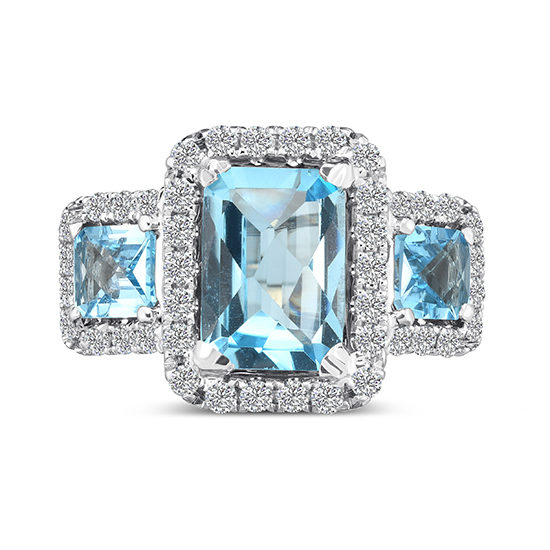 Three Stone Topaz Ring Platinum | Marisa Perry by Douglas Elliott