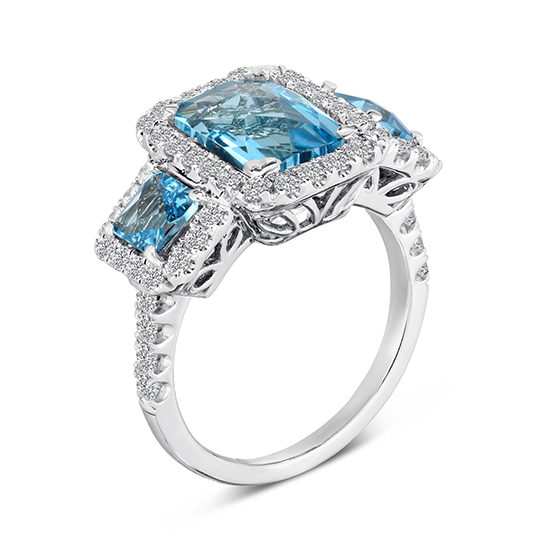 Three Stone Topaz Ring Platinum | Marisa Perry by Douglas Elliott