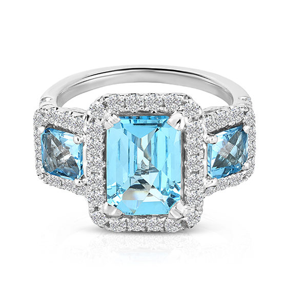 Three Stone Topaz Ring Platinum | Marisa Perry by Douglas Elliott