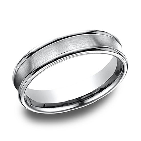 Comfort Fit Satin Finished Band with High Polished Edge Platinum