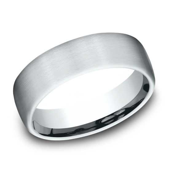 Satin Finish European Comfort Fit Band 14K White Gold