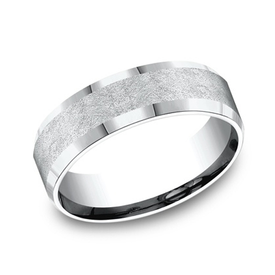 Swirl Fiberglass Finished Center Comfort Fit Band Platinum - Men's ...