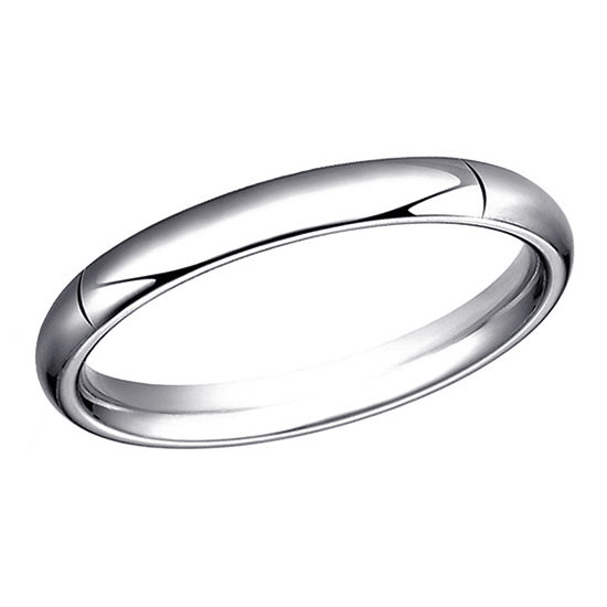 High Dome Comfort Fit Men's Wedding Band 18K White Gold