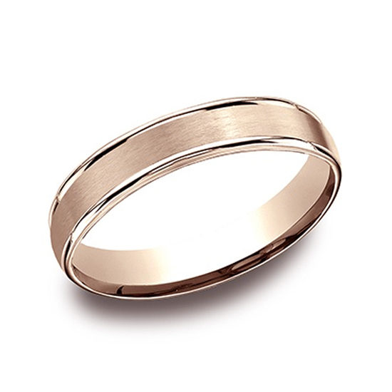 High Polished Lip Satin Band 14k Rose Gold