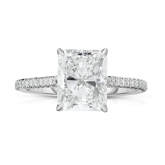 The DE Diamond Solitaire with Shoulders with a Radiant Cut Diamond | Marisa Perry by Douglas Elliott