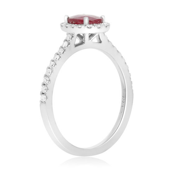 Oval Ruby Diamond Halo Ring