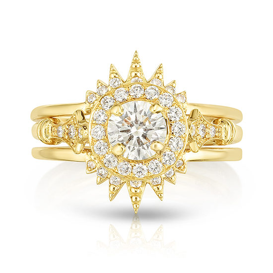 DE Vintage Reprise with Sunburst Divot Rings | Marisa Perry by Douglas Elliott