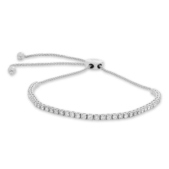 White Diamond Bolo Tennis Bracelet 14k White Gold