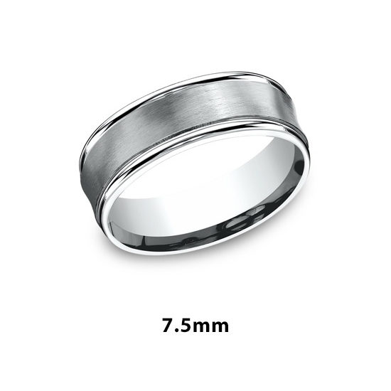 Comfort Fit Satin Finished Band with High Polished Edge Platinum