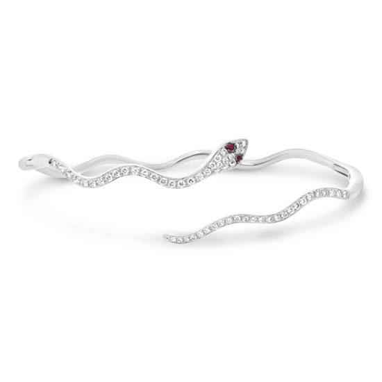 Diamond and Ruby Snake Bangle
