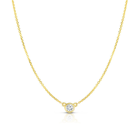 Bezel Set Diamond Solitaire Necklace 14k Yellow Gold