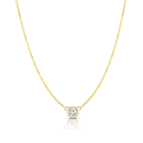 Bezel Set Diamond Solitaire Necklace 14k Yellow Gold