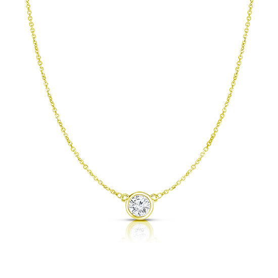 Bezel Set Diamond Solitaire Necklace 14k Yellow Gold